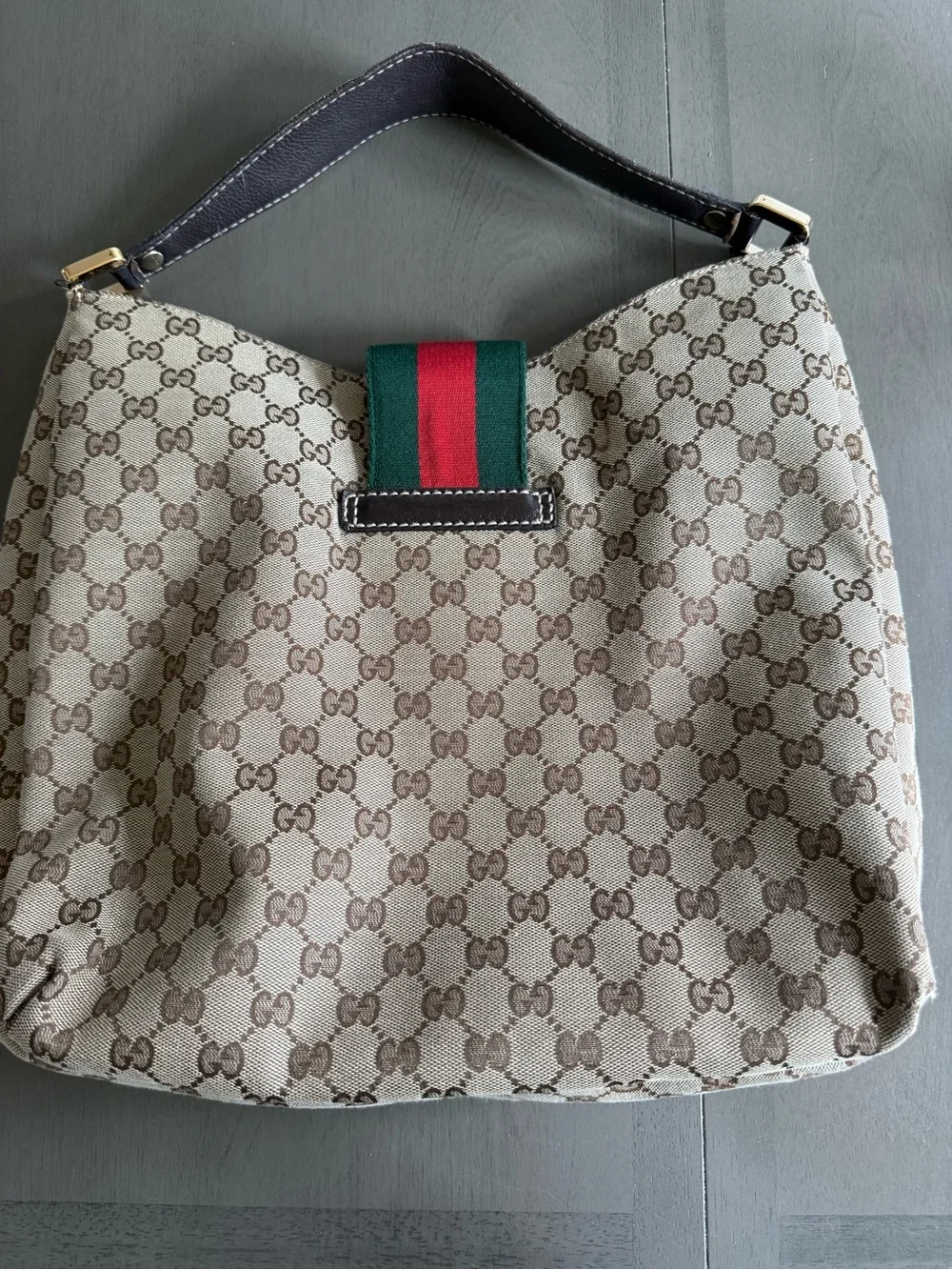 Gucci Web Monogram Canvas Hobo Bag